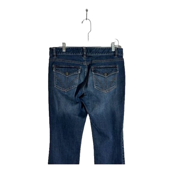 Ann Taylor Loft Jeans Women's Size 10 Blue Dark Wash Flare Denim Flap Pocket - Picture 5 of 8